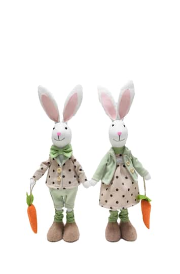 18.5" Polka Dot Coat Rabbit Standing Easter Figurine